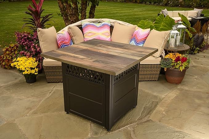 DualHeat by Endless Summer, The Harris, 38" Square Propane Gas Outdoor Fire Pit/Patio Heater-VerdiqueGarden