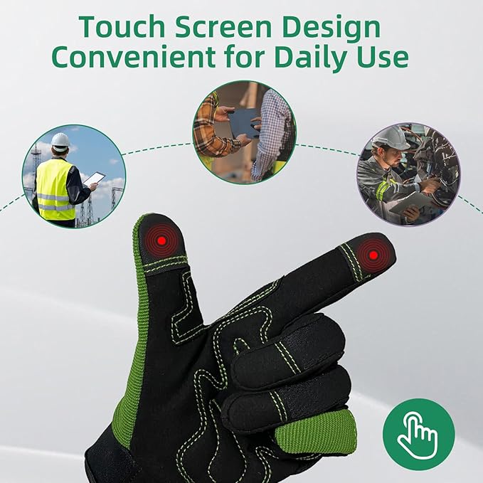 Synthetic Leather Spandex Mechanic Thorn Proof & Puncture Resistant Working Gloves with Touchscreen Support - Safety Work and Gardening Gloves for Men and Women-VerdiqueGarden