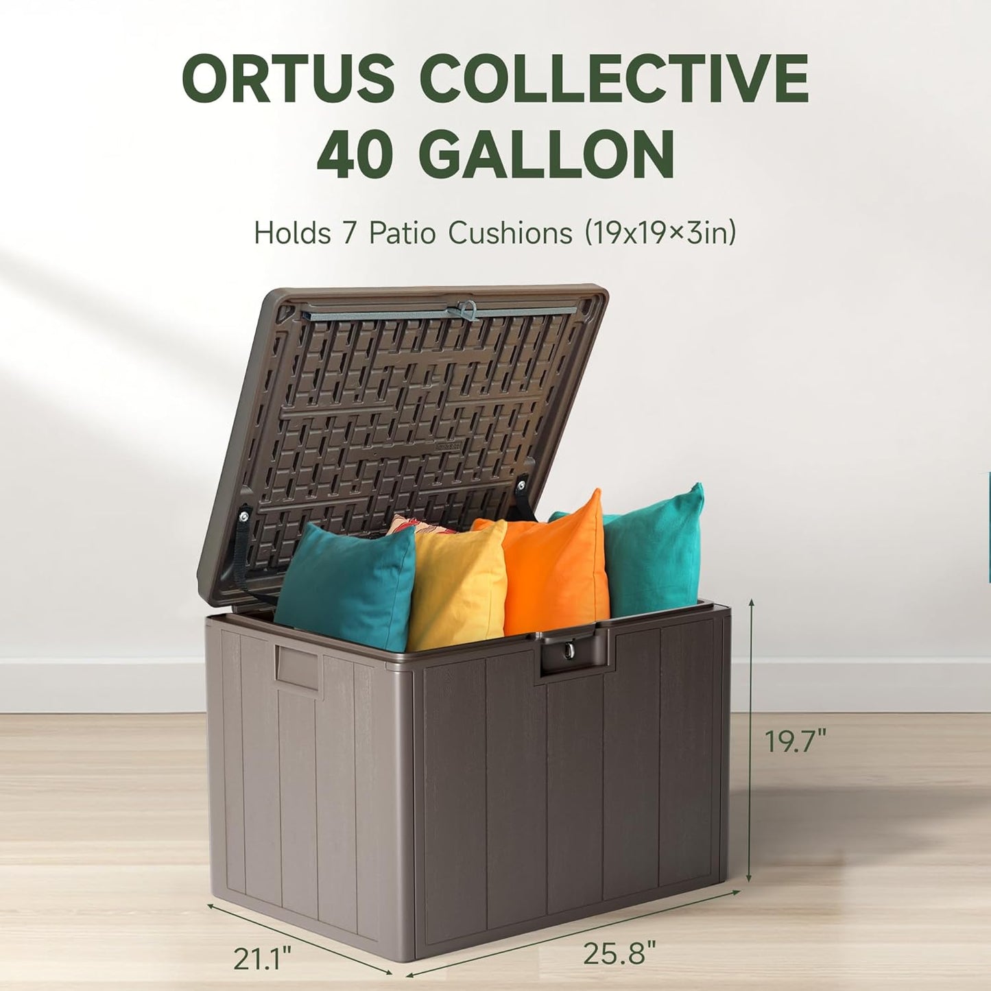 40 Gallon Deck Box, Double Layer Waterproof Resin Outdoor Indoor Storage Box, Lockable & UV Resistant Storage Bin for Patio Furniture, Garden Tools, Pool Accessories (Brown)-VerdiqueGarden