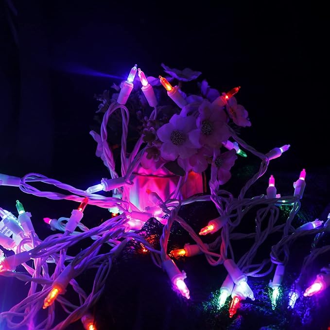 Multicolor LED Christmas Lights - 2 Pack 100 Count Multi-Colored Christmas String Lights for Tree, Party, Wedding, Holiday, Indoor/Outdoor Decor, 2 Sets 33 Feet White Wire, UL Certified, Connectable-VerdiqueGarden