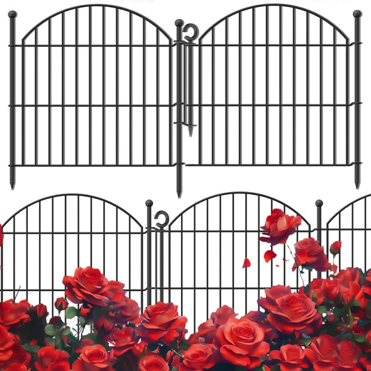 Decorative Garden Fence 24in (H) x20ft (L), 10 Pack No Dig Fence Animal Barrier for Dog with Lock, Arched Flower Bed Edging, Wire Border Panel Fencing for Yard Patio Outdoor Decor-VerdiqueGarden