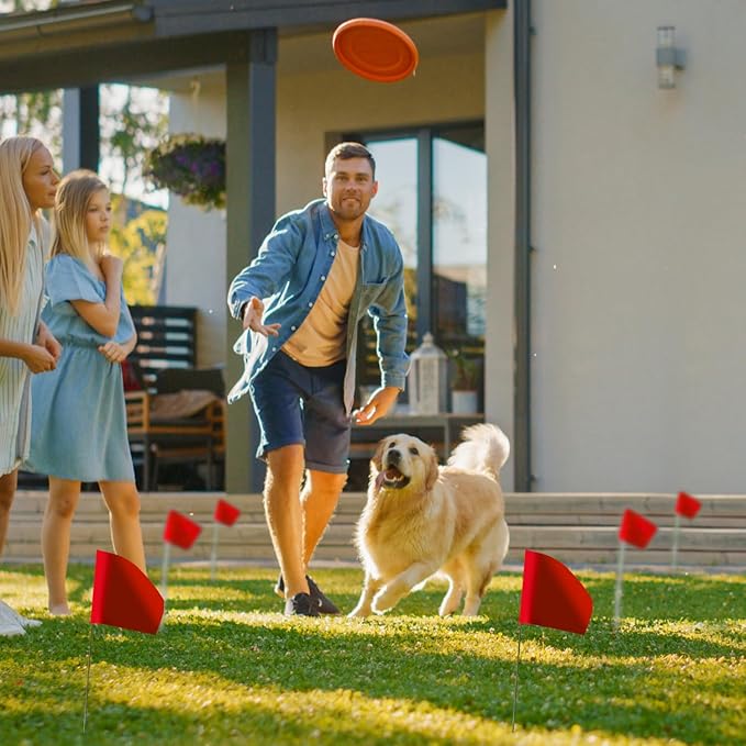 Zozen 50Pack Red Marking Flags, Writable/15x4x5 Inch, Yard Flags for Lawn & Irrigation & Landscape & Sprinkler & Survey & Dog Training.-VerdiqueGarden