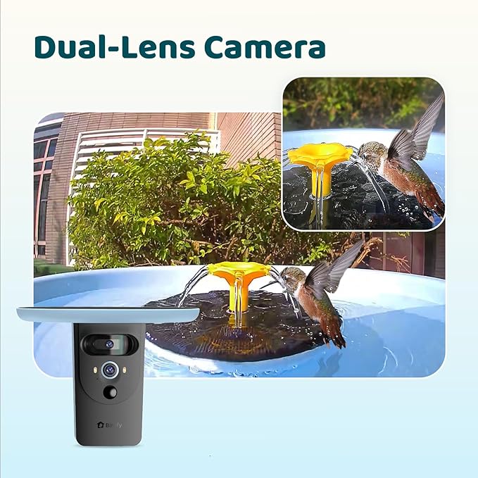 Birdfy Smart Bird Bath with Camera Solar Powered & Fountain, Dual-Lens Camera for Wildbird Watching, Auto Capture Bird Videos & Motion Detection - AI Lifetime Version-VerdiqueGarden