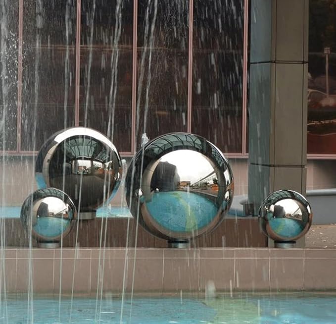 Nerien Gazing Ball, Stainless Steel Garden Mirror Globe, Polished Ornament Sphere, Hollow Floating Reflective Hemisphere, for Home Outdoor Pond Housewarming Swimming Pool Decoration, Silver, 10Pcs-VerdiqueGarden