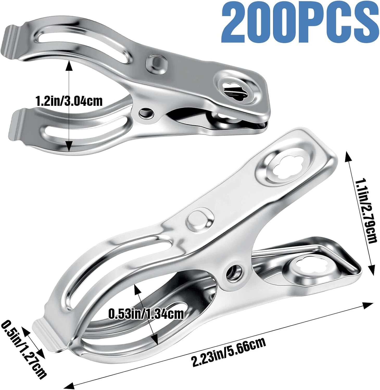 Upgraded 200 PCS Garden Clips, Greenhouse Clamps 100% Stainless Steel Heavy Duty Greenhuose Clips for Netting - Strong Grip to Hold Down Shade Cloth or Plant Cover on Garden Greenhouse Hoops-VerdiqueGarden