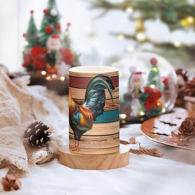 Flickering Flameless Candles, Rooster LED Candles with Remote Timer, Set of 2 Battery Operated Candle for Valentine Wedding Birthday-VerdiqueGarden