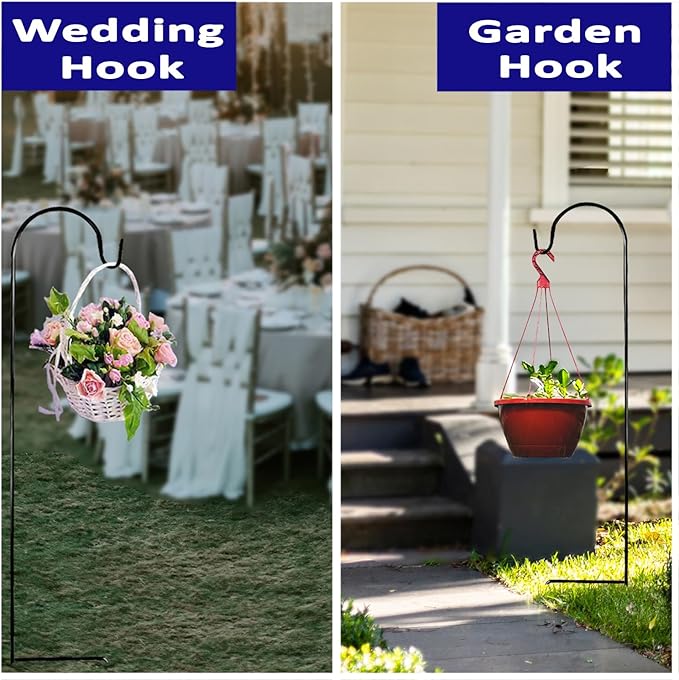 Ashman Shepherd's Hooks 35 Inch (20 Per Pack), Black, Made of Premium Metal for Hanging Solar Lights, Bird Feeders, Mason Jars, Christmas Lights, Lanterns, Garden Stakes and Wedding Décor.-VerdiqueGarden