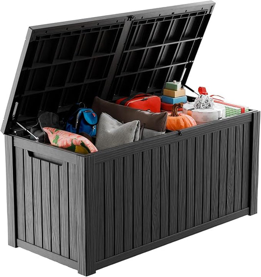 180 Gallon Outdoor Storage Box – Waterproof Deck Box for Garden & Patio,Black-VerdiqueGarden