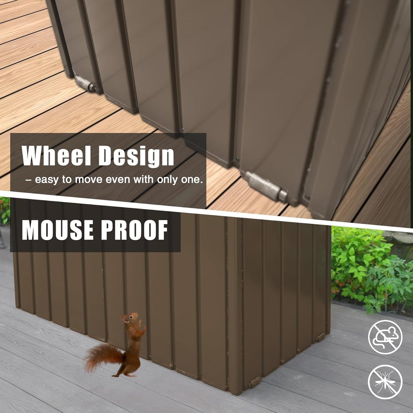 Domi Deck Box 200 Gallon, Waterproof Lockable Steel Outdoor Storage Container for Outside Cushions, Garden Tools and Pools Equipment-VerdiqueGarden