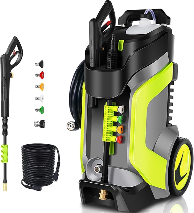 Electric Pressure Washer 5000PSI 4.0GPM Power Washers with M22-14mm Pressure Hose 33FT, Power Sprayers High Pressure with 1/4" QC Compatible Surface Cleaner for Home Cars Driveways, LGreen-VerdiqueGarden