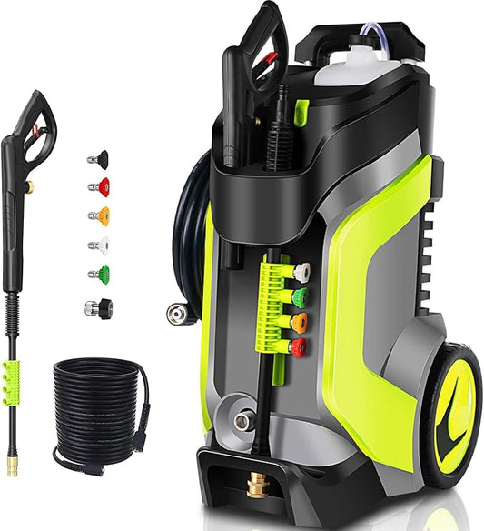 Electric Pressure Washer 5000PSI 4.0GPM Power Washers with M22-14mm Pressure Hose 33FT, Power Sprayers High Pressure with 1/4" QC Compatible Surface Cleaner for Home Cars Driveways, LGreen-VerdiqueGarden