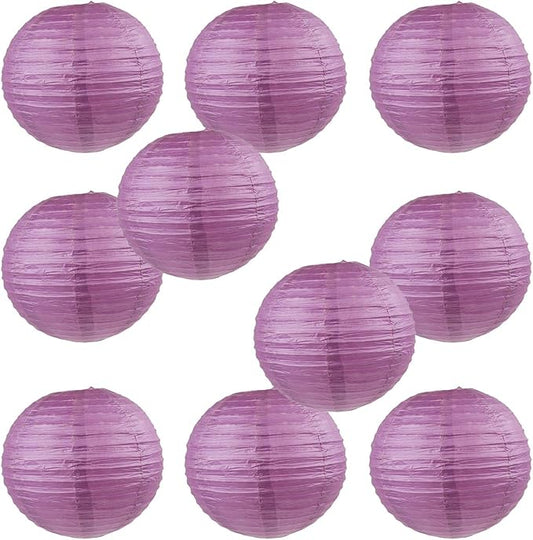 WYZworks - Round Paper Lanterns 10 Pack (Purple Plum, 10") - Hanging Paper Lanterns Lamp for Wedding, Birthday, Party and Home Decorations with 8", 10", 12", 16" Option-VerdiqueGarden
