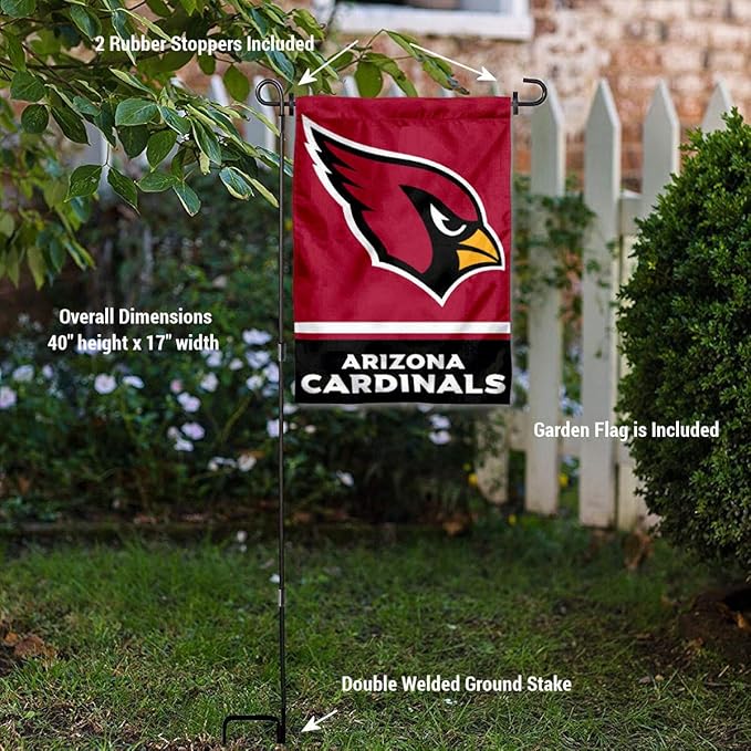 WinCraft Arizona Cardinals Garden Flag with Stand Holder-VerdiqueGarden