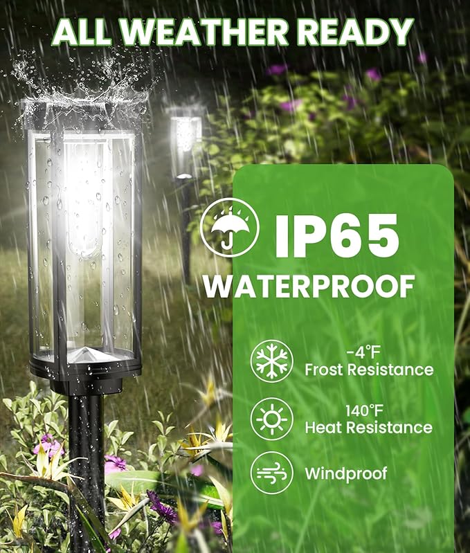 Solar Pathway Lights Outdoor, 4 Pack Bright Solar Powered Garden Lights Waterproof IP65, Long Lasting Outdoor Light for Yard Garden Walkway Landscape Lawn Patio (Cool White, 4 Pack)-VerdiqueGarden