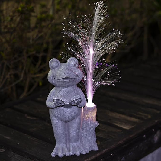 Solar Frog Garden Statue with Color-Changing Lights, Frog Figurine Garden Decor, Outdoor Lawn Decor for Patio, Yard, Balcony, Perfect Gardening & Housewarming Gifts for Women, Mom, Grandma-VerdiqueGarden