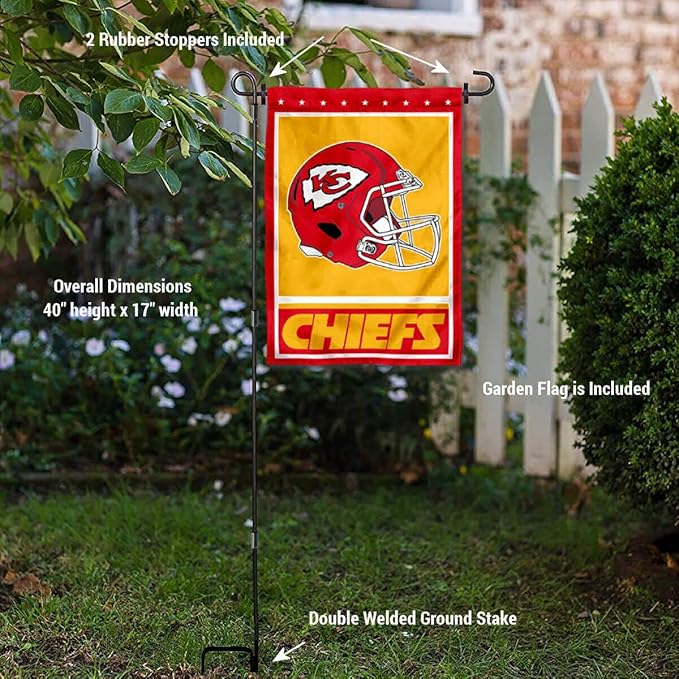 WinCraft Kansas City Chiefs Football Garden Flag and Pole Stand Holder-VerdiqueGarden
