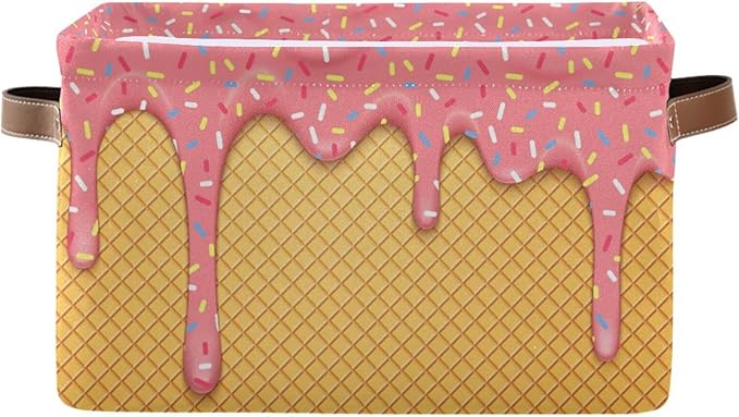 Ice Cream Rectangular Storage Basket Organizer Bin Shelf Baskets For Clothes Gifts For Home Office Dorm-VerdiqueGarden