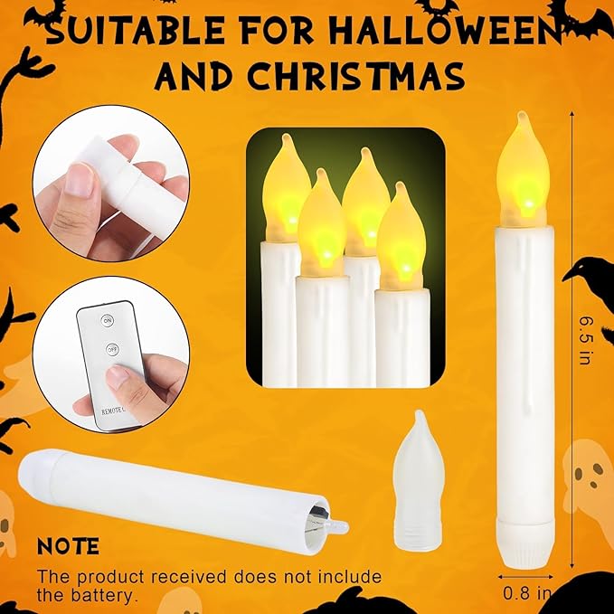 80 Pcs Halloween Hanging Witch Hats and Taper Floating Candles Set Includes 12 Witch Hats 12 LED Floating Candles Lights 56 3D Bats Wall Stickers for Halloween Decoration Front Porch Yard Decor-VerdiqueGarden