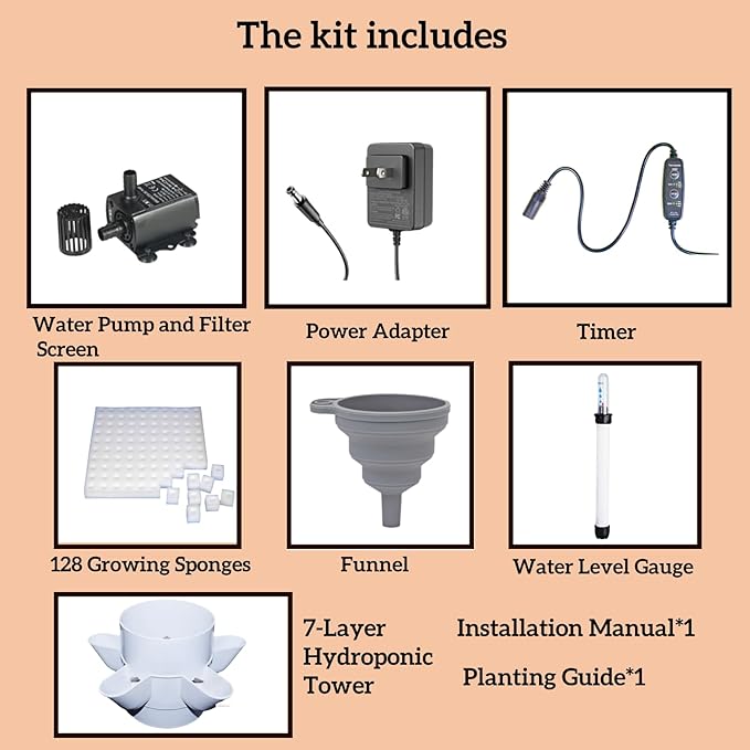 Hydroponic Growing System Kit – Indoor Vertical Hydroponic Garden Tower, 35 Planting Pods，Indoor Herb Garden,Lettuce Vegetables Hydroponic Growing Kit-VerdiqueGarden