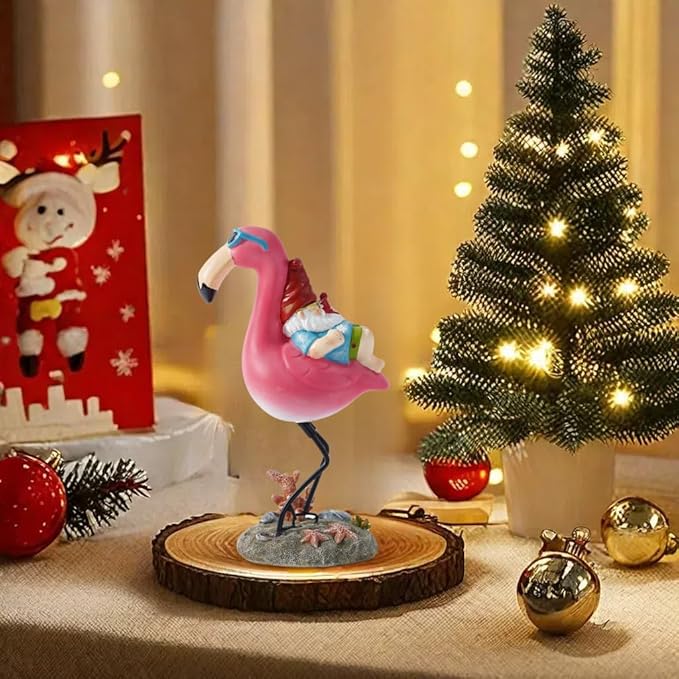 Gnome Garden Statue Funny Gnome Reclining on Flamingo Figurines, Resin Garden Gnomes Fall Decorations Outdoor for Patio Yard Lawn Porch, Ornament Gift-VerdiqueGarden
