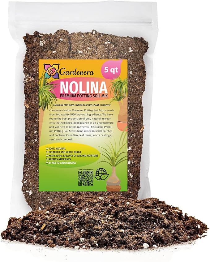 Premium Nolina Plant Soil Mix by Gardenera - Stimulate Growth and Elevate Unique Beauty with Nourishing Formula - 5 Quart-VerdiqueGarden