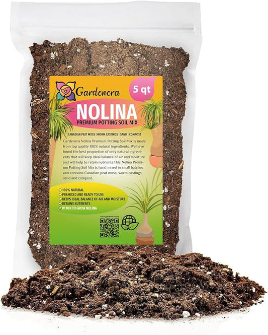 Premium Nolina Plant Soil Mix by Gardenera - Stimulate Growth and Elevate Unique Beauty with Nourishing Formula - 5 Quart-VerdiqueGarden