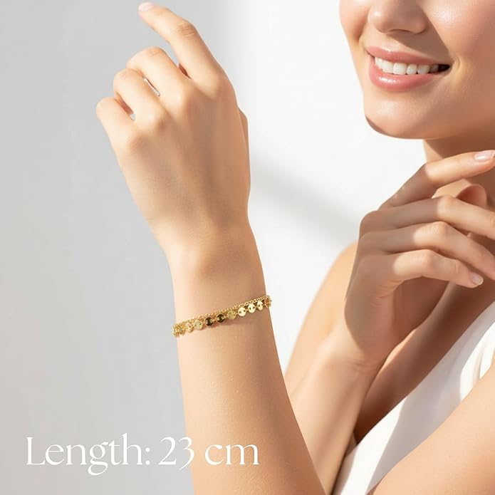 Solza 2 Layer Gold Plated Bracelet – Stainless Steel Adjustable Layered Chain with 3mm Beads, 18K Gold Plated Non Tarnish Jewelry for Women, Elegant Beaded Bracelet Stack for Everyday Wear