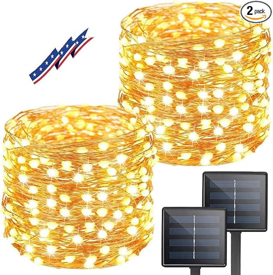 (Warm White ⇋ Cool White) Solar Christmas String Lights Outdoor, 2-Pack Total 80FT 200 LED Solar Twinkle Lights, Waterproof Copper Wire 8 Modes Solar Fairy Lights for Garden Tree Christmas Party Decor-VerdiqueGarden