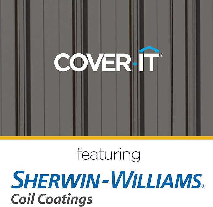 Cover It 5' x 3' Galvanized Steel Outdoor Storage Shed with Pent Roof and Lockable Sliding Doors, Weather-Resistant Steel Storage Shed for Backyards, Tan-VerdiqueGarden