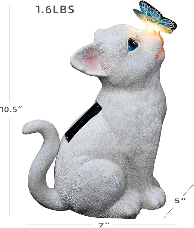 Cat Garden Figurines Outdoor Decor Solar Statue with LED Lights for Patio Lawn Yard Art Decoration Housewarming Garden Gift-VerdiqueGarden