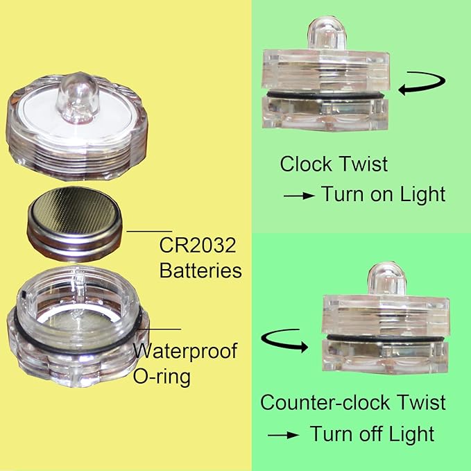 Bright LED Floral Tea Light Vase Submersible Lights for Party Wedding (Blue, 20 Pack)-VerdiqueGarden