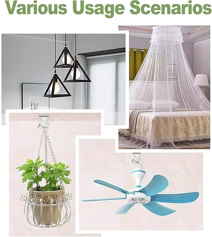 Ceiling Swag Hook Sets - Heavy Duty Hooks with Mounting Hardware for Hanging Plant, Ceiling or Extender Chains - Easy Install with Screws/Brackets (10 pcs - White)-VerdiqueGarden