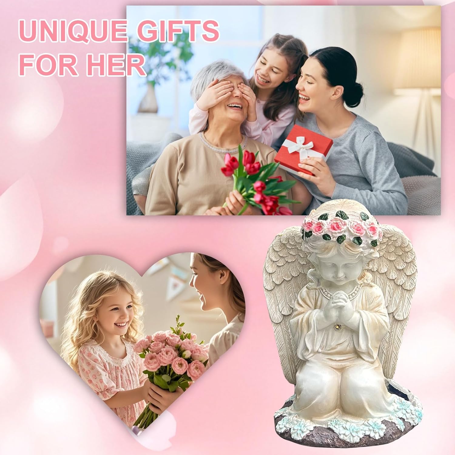 YODY Solar Garden Statues Outdoor Decor- Yard Decorations for Patio, Balcony, Backyard, Lawn Ornaments - Angel Figurines with LED Light- Unique Birthday House Warming Gifts for Women, Mom, Grandma-VerdiqueGarden