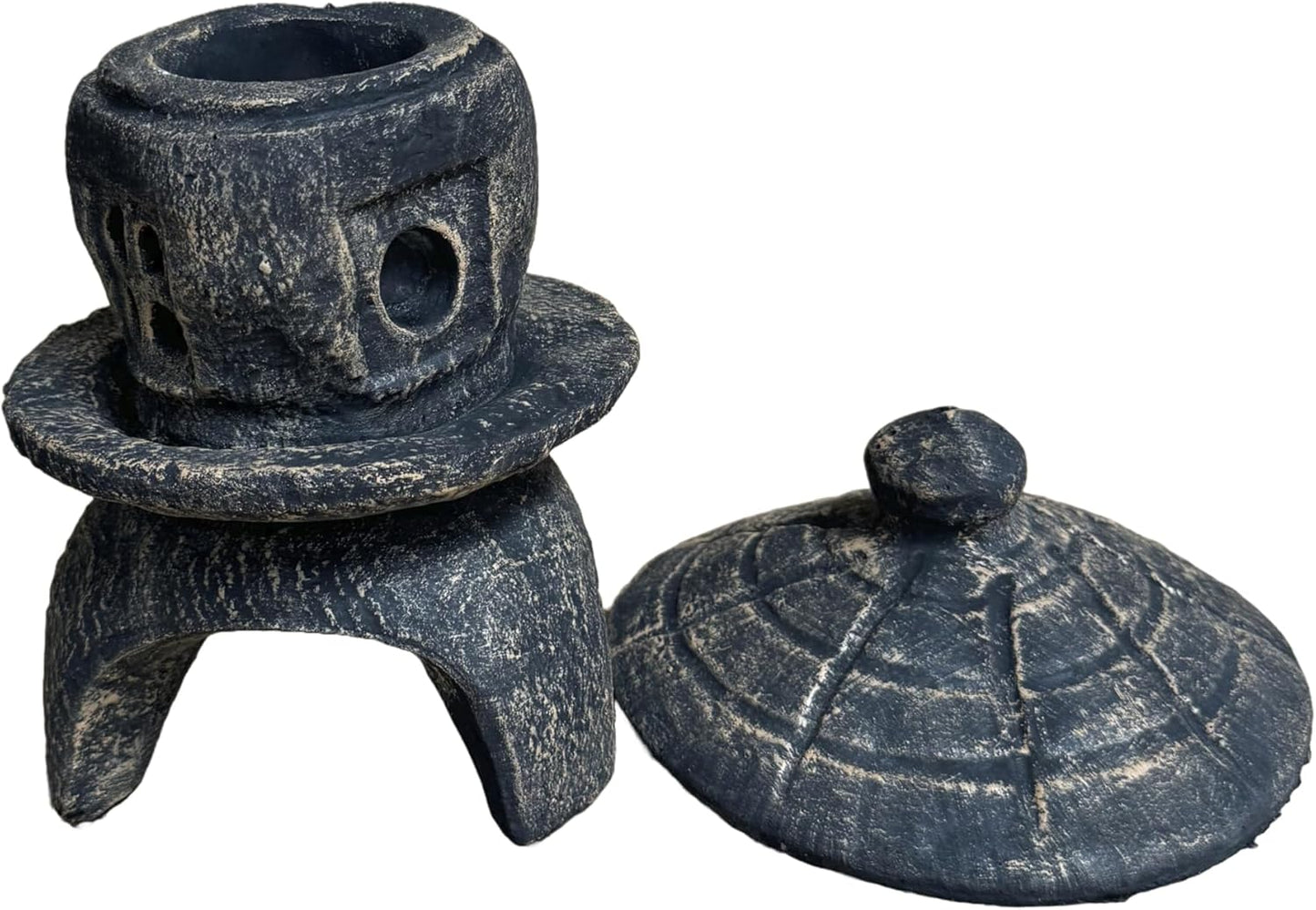 Solid Rock Stoneworks Small Round Concrete Pagoda Statue for Garden, Japanese/Chinese/Asian Style- Autumn Brown Color-VerdiqueGarden