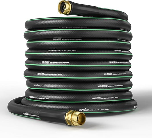 GreatBuddy 100 ft Garden Hose 5/8", Less Kink Heavy Duty Water Hose, Durable & Flexible Hose for Outdoor, Lawn, Car Washing, Pet Bathing and Household