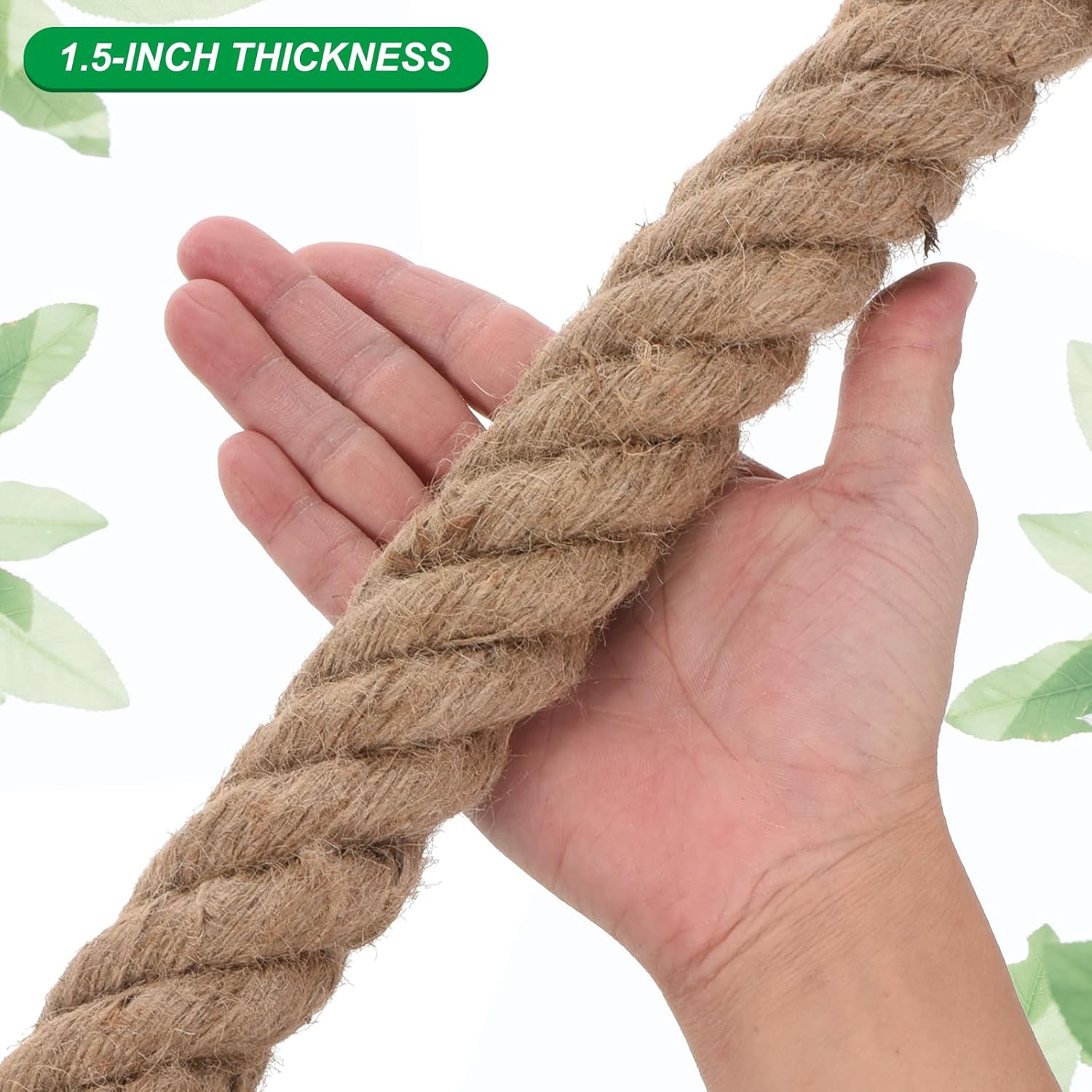 PATIKIL Jute Rope 1-1/2 Inch x 100 Feet Twisted Manila Rope Jute Rope Natural Thick Jute Rope Twine Burlap Rope for Docks Railings Bundling Craft Tug of War Decorating-VerdiqueGarden