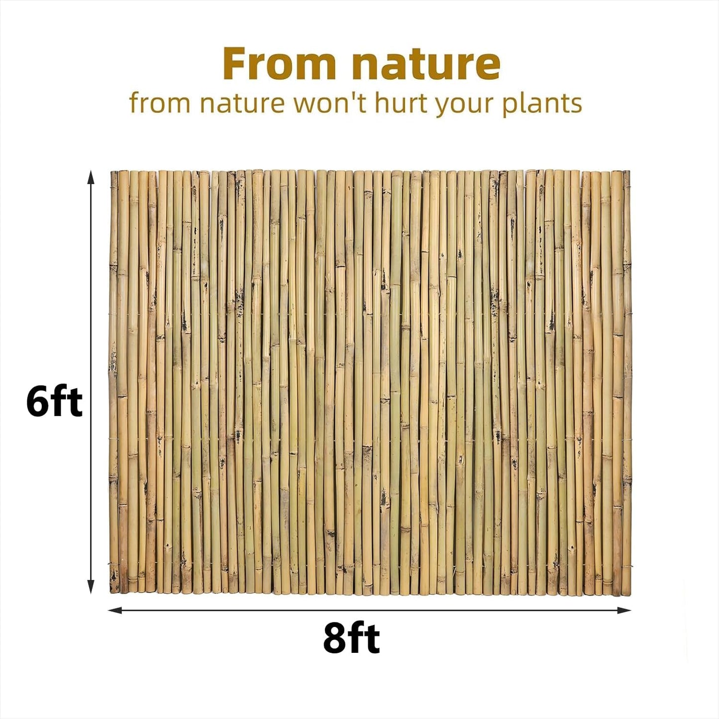 Natural Bamboo Fence, 6 feet x 8 feet Bamboo Fencing Screen for Garden, Rolled Privacy Fence Screen for Indoor or Outdoor (1.8m x 2.4m Approx)-VerdiqueGarden