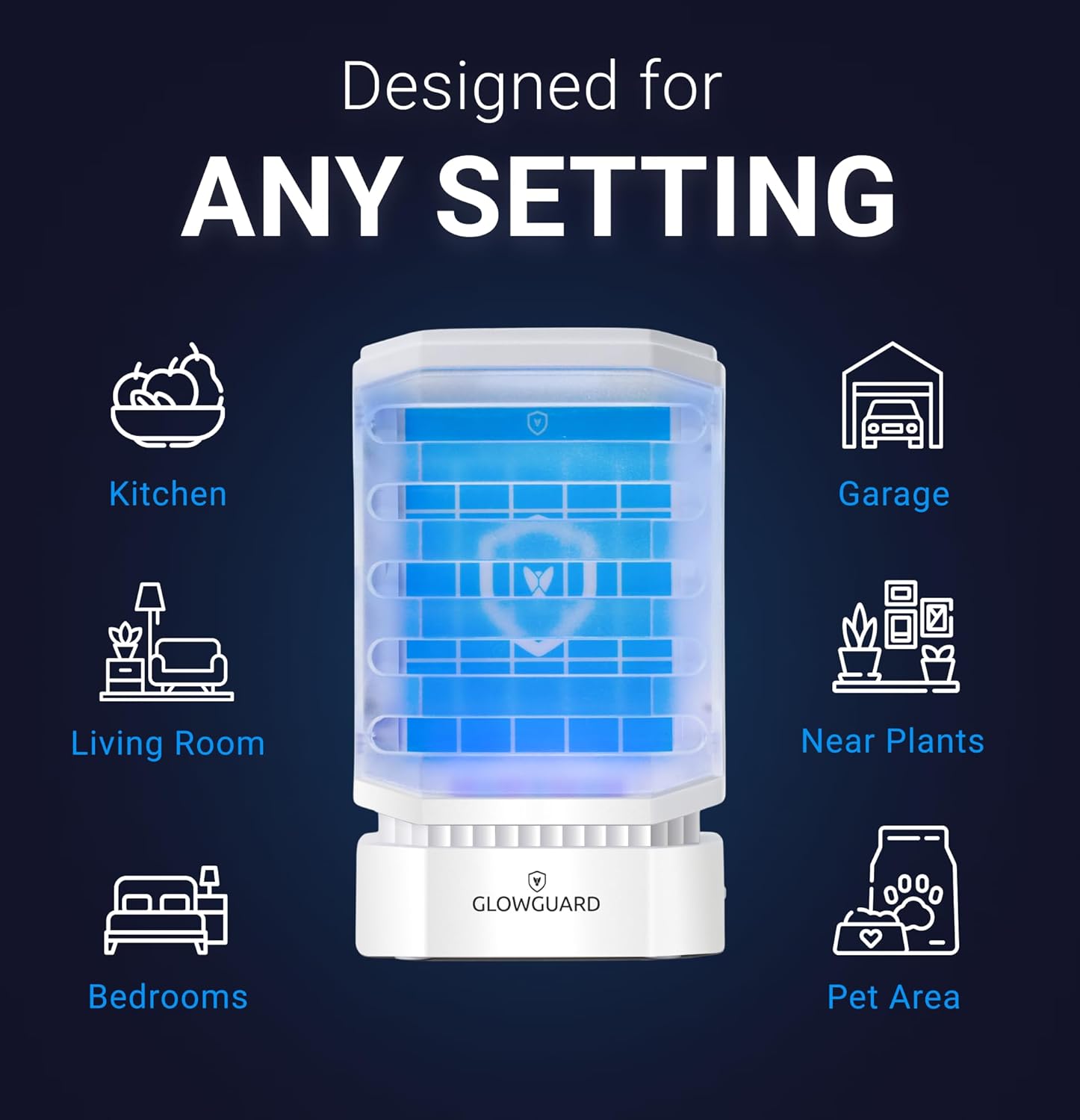 GlowGuard Cordless Flying Insect Trap Catches Fruit Flies, Indoor Gnat Killer, Magnet for Moths & Mosquitos in Dark, 1 Rechargeable Bug Trap + 4 Dual-Sided Sticky Pad Refills, 30hr Battery (White)-VerdiqueGarden