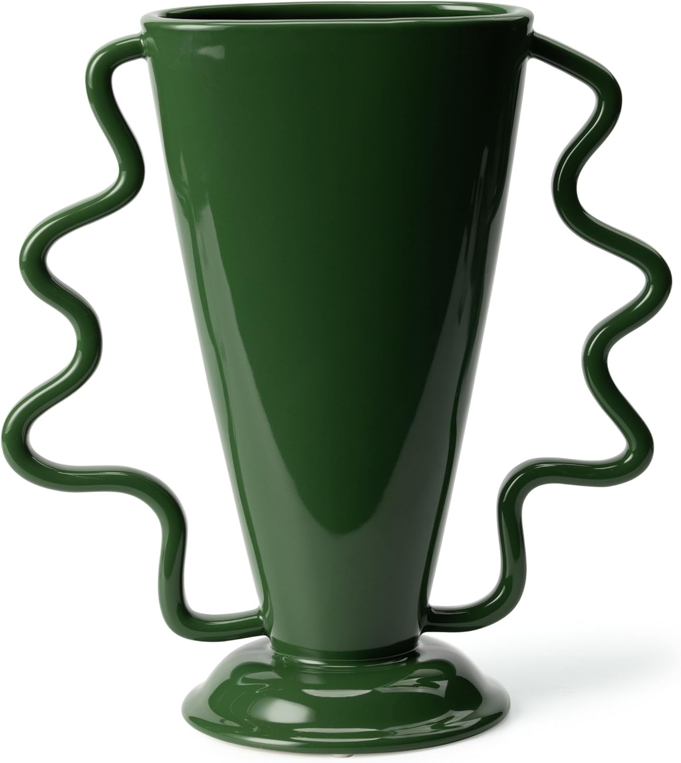 Wild Works Green Rotary Vase Medieval Flower Vessel Living Room Entrance Personalized Simple Wabi Sabi Decorative Ornament Ceramic Ornament-VerdiqueGarden