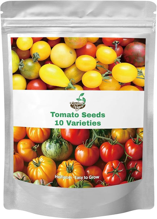 1,500+ Tomato Seeds, Heirloom Vegetable Seed for Planting Indoor Outdoor, 10 Varieties Salad Tomato Seeds Garden Hydroponic Kit, Non-GMO Home Hydroponic Fresh Food Veggie Supply-VerdiqueGarden