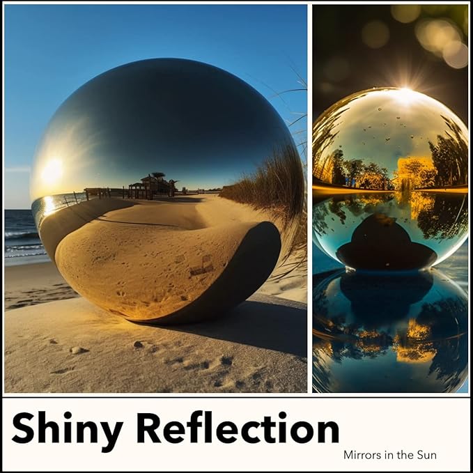 12 Inch Stainless Steel Gazing Globe,v2croft Hollow Ball Mirrored Surface Polished Shiny Sphere,Garden Stainless Steel Gazing Ball for Outdoor Lawn Pond Yard Ornament(Gold)-VerdiqueGarden