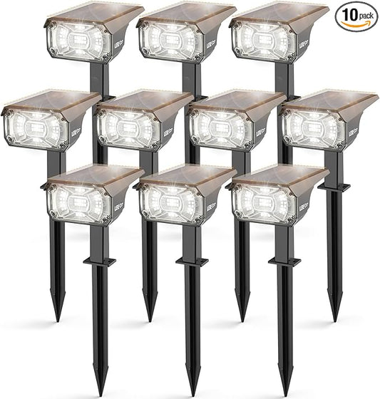 Solar Spot Lights,IP65 Waterproof 40 LED's Landscape Spotlights,3 Modes Outdoor Garden Lights, 360 Adjustable Lighting Angle, Solar Powered Wall Lights for Yard Porch 10 Pack-VerdiqueGarden
