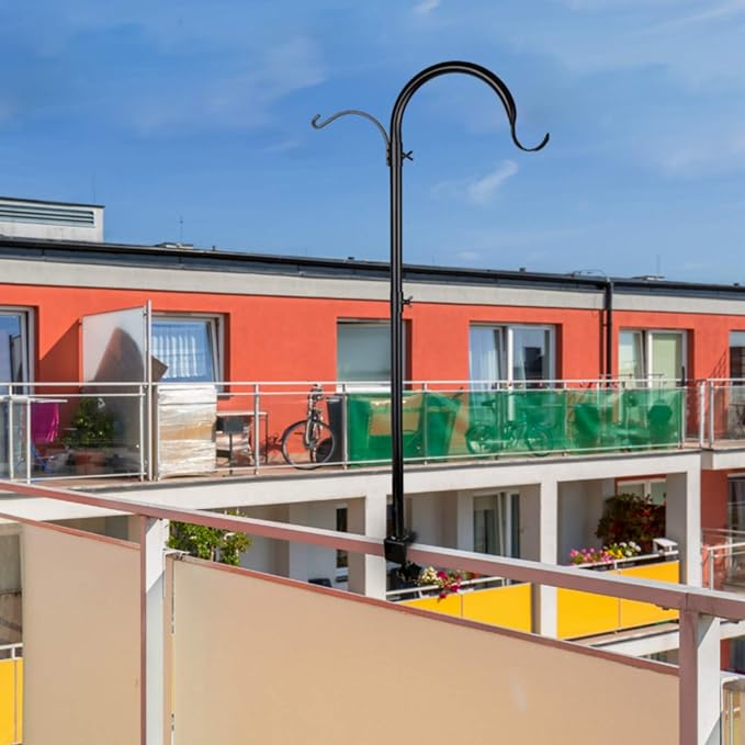 WOSIBO 4 Pack Three Span Deck Hook, 37 Inches Deck Bird Feeder Pole, Hanging Baskets Porch Multi-Hook for Deck Kit with Three Branches for Plant Hangers, Lanterns, Wind Chimes and More-VerdiqueGarden