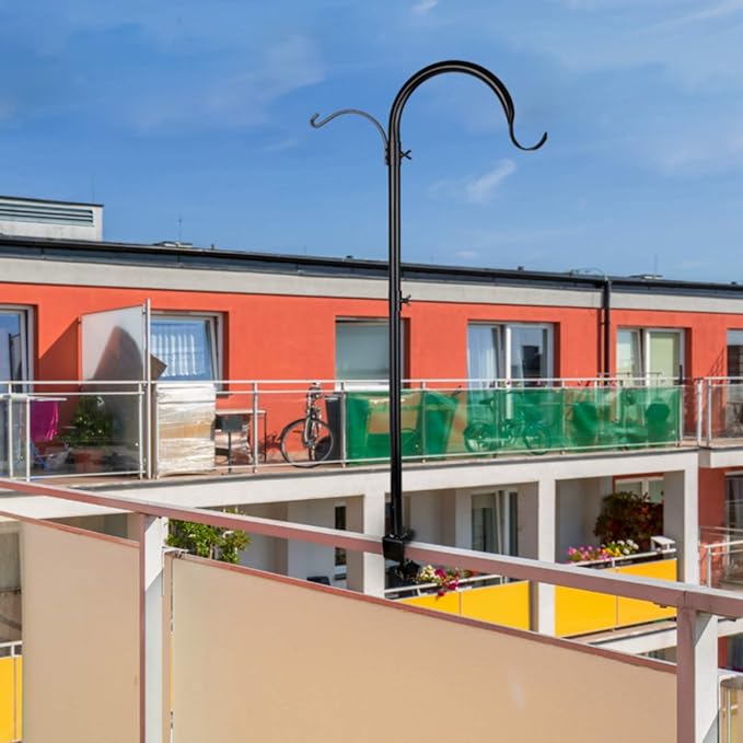 WOSIBO Three Span Deck Hook, 37 Inches Deck Bird Feeder Pole, Hanging Baskets Porch Multi-Hook for Deck Kit with Three Branches for Plant Hangers, Lanterns, Wind Chimes and More-VerdiqueGarden