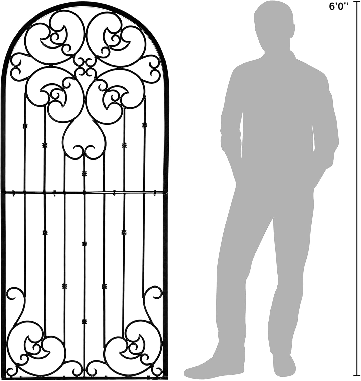 H Potter Large Garden Trellis Wrought Iron Heavy Scroll Metal Decoration Model GAR545 (Large Black)-VerdiqueGarden