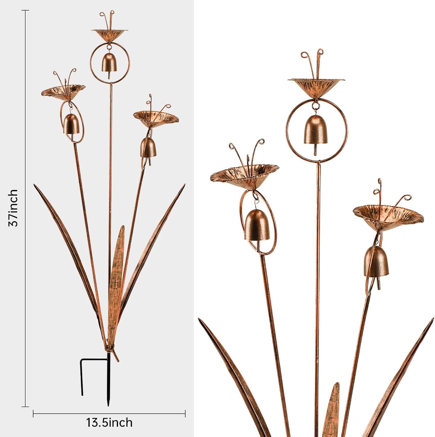 Gardens Metal Calla Lily Flowers with Bells for Outside Yard Art Metal Lilies Bronze-VerdiqueGarden