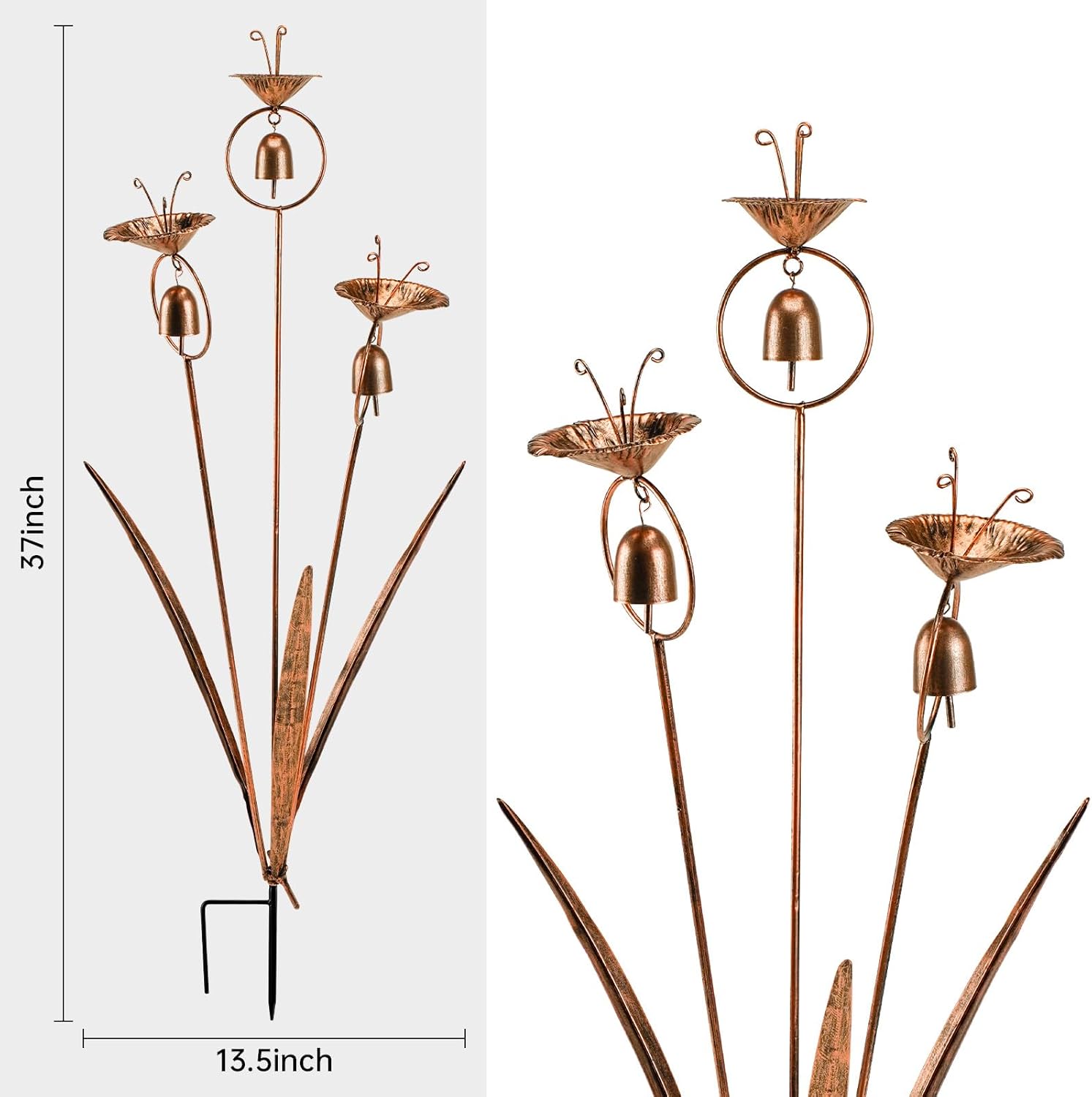 Gardens Metal Calla Lily Flowers with Bells for Outside Yard Art Metal Lilies Bronze-VerdiqueGarden