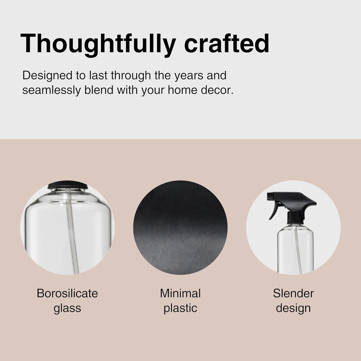 Public Goods Empty Glass Spray Bottle for Bathroom Cleaner | Refillable Spray Bottle for Cleaning | Made with Clear Borosilicate Glass for Toilets, Tile, Showers, Sinks | BPA Free | 24 Oz-VerdiqueGarden