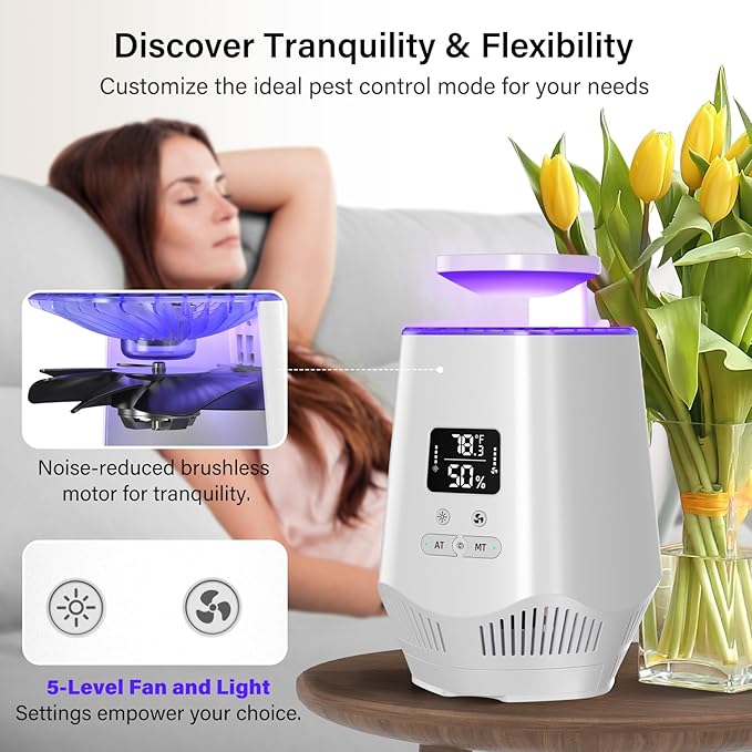 Fruit Fly Traps for Indoors, Fooxem Gnat Traps for House Indoor Fly Trap Indoor, Effective Fruit Fly Traps Bug Zapper Indoor Mosquito Trap for House Plant Pest Control with 10 Sticky Boards-VerdiqueGarden