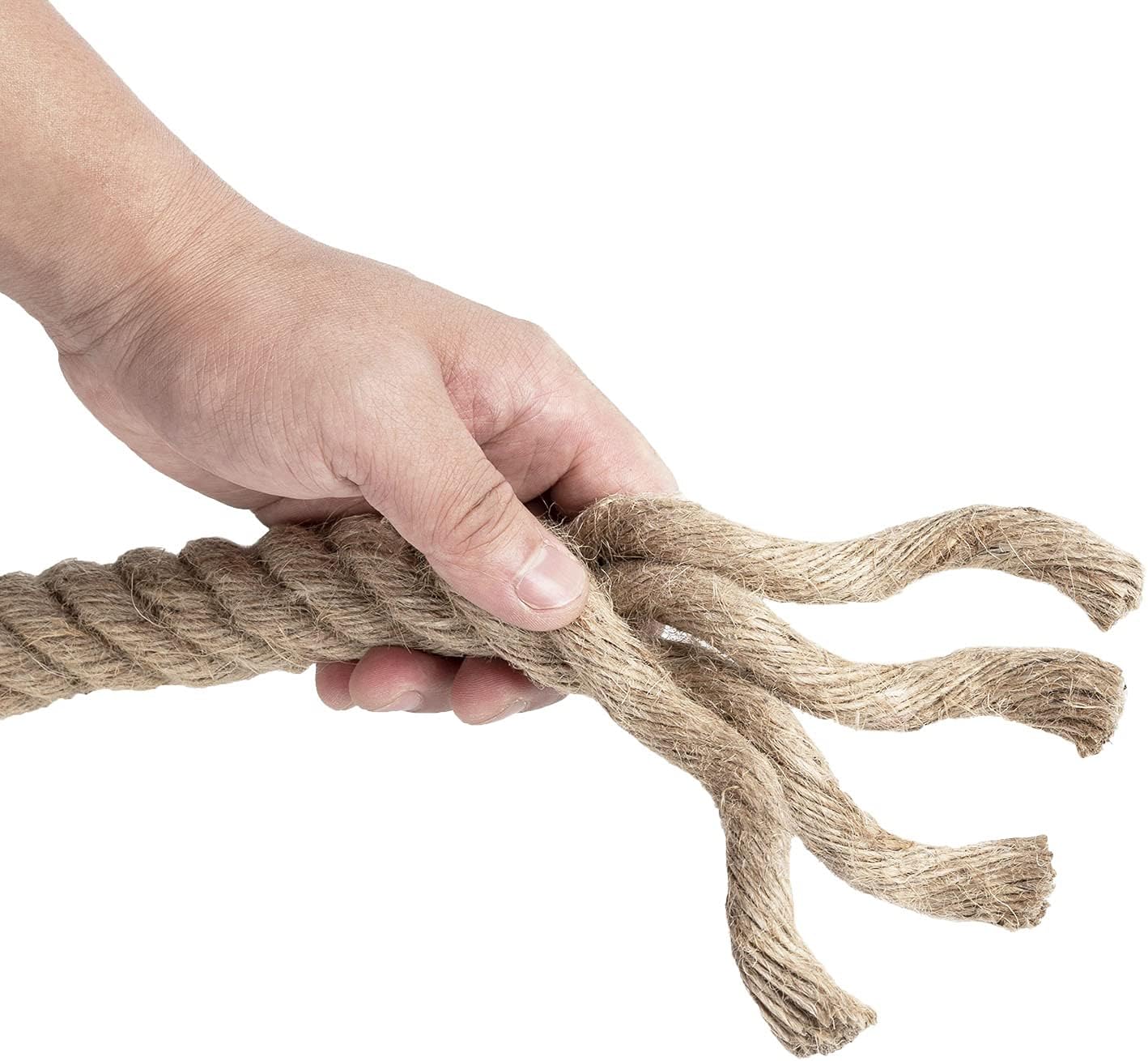 Jute Rope 1 Inch 49 Feet Twisted Hemp Rope for Crafts, Climbing, Hammock, Nautical, Tug of War, Railings, Landscaping, Home Decorating (1 inch x 49 ft)-VerdiqueGarden